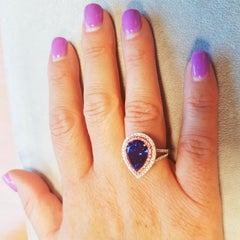 Tivon 18 Carat Two-Tone Gold AAAA+ Tanzanite, Pink Sapphire and Diamond Ring