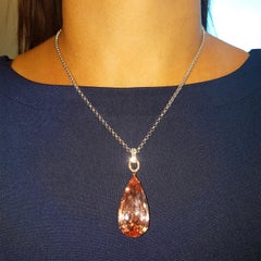 Tivon 18 Carat White and Rose Gold Morganite and Diamond Pendant