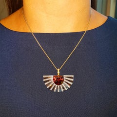 Tivon 18 Carat White and Yellow Gold Fancy-Cut Tourmaline and Diamond Pendant