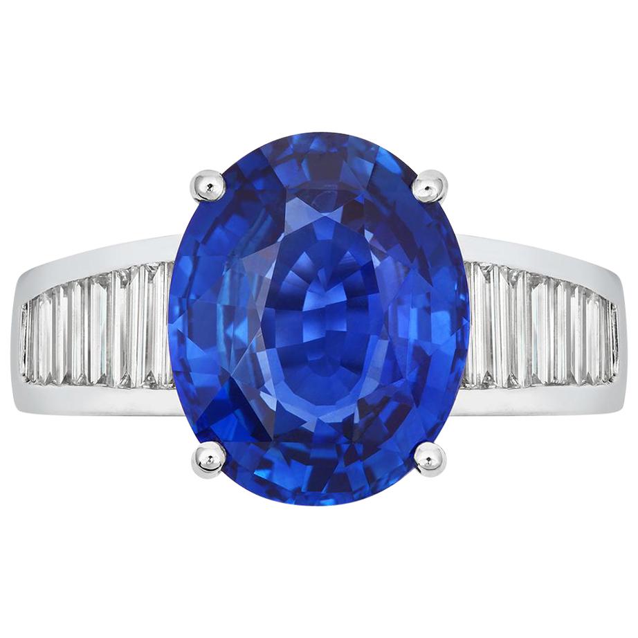 Tivon 18 Carat White Gold Blue Sapphire and Diamond Dress Ring For Sale