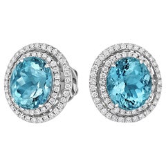 Tivon 18 Carat White Gold Santa Maria Aquamarine and Diamond Earrings