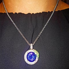 Tivon 18 Carat White & Yellow Gold AAAA Tanzanite, Tsavorite and Diamond Pendant