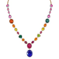 Tivon 18 Carat White, Yellow & Rose Gold Multi-colour gemstone & Diamond Collier