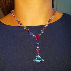 Tivon 18k Gold Diamond Tanzanite Tourmaline Aquamarine & Rubelite Full Collier