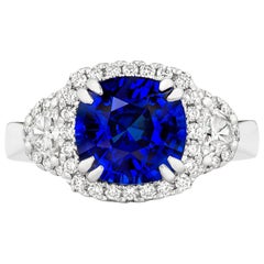 Tivon Platinum Fine Blue Sapphire and Diamond Dress Ring