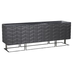 Tiyo Contemporary Sideboard in Black Leather and Alcantara by Mansi London