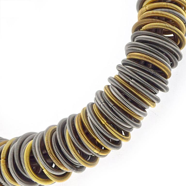 Tiziana Bra N1 Stainless Steel and Gold-Plated Cuff Bracelet In New Condition For Sale In Lugano, CH