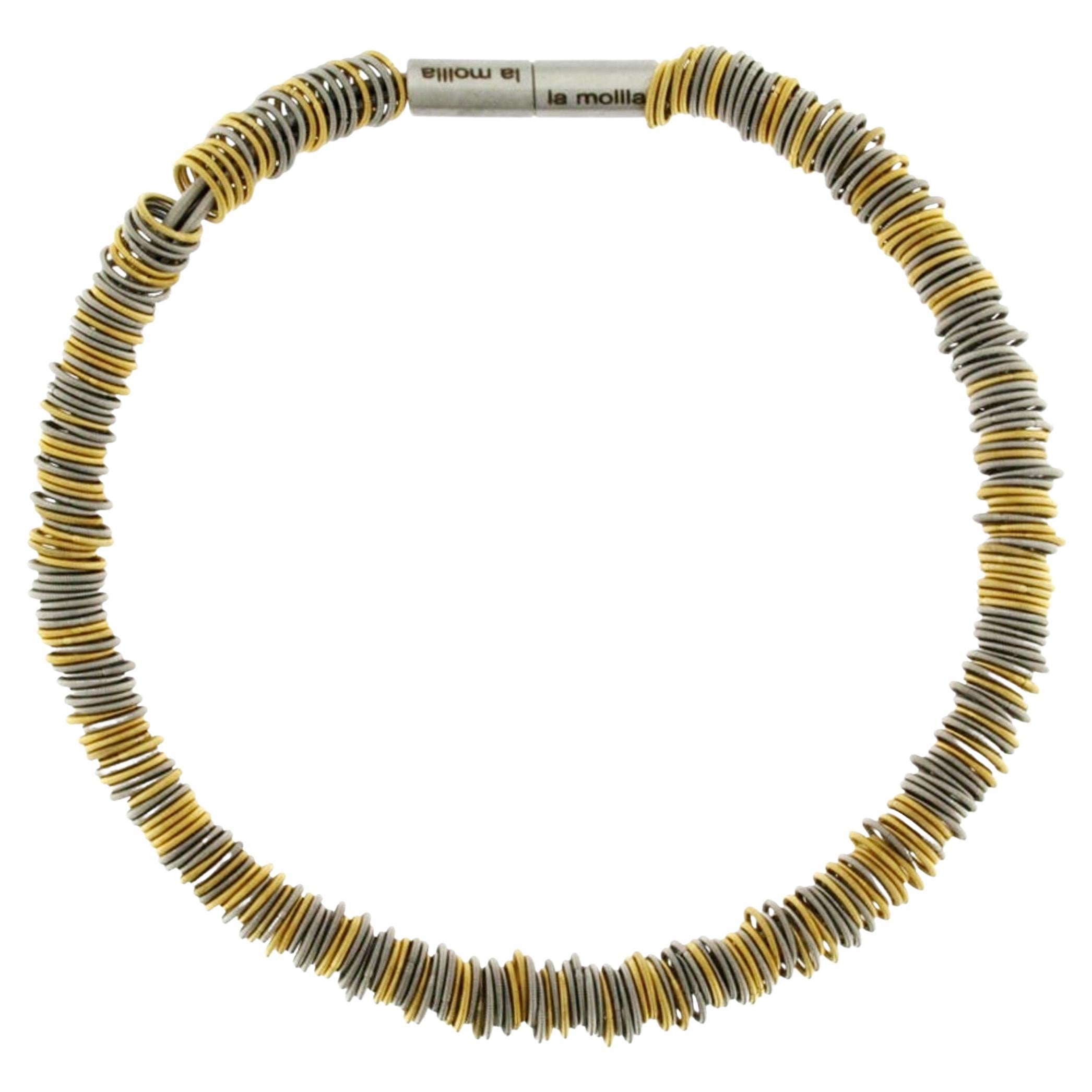 Tiziana N1 Stainless Steel Spring Gold-Plated Choker Necklace For Sale