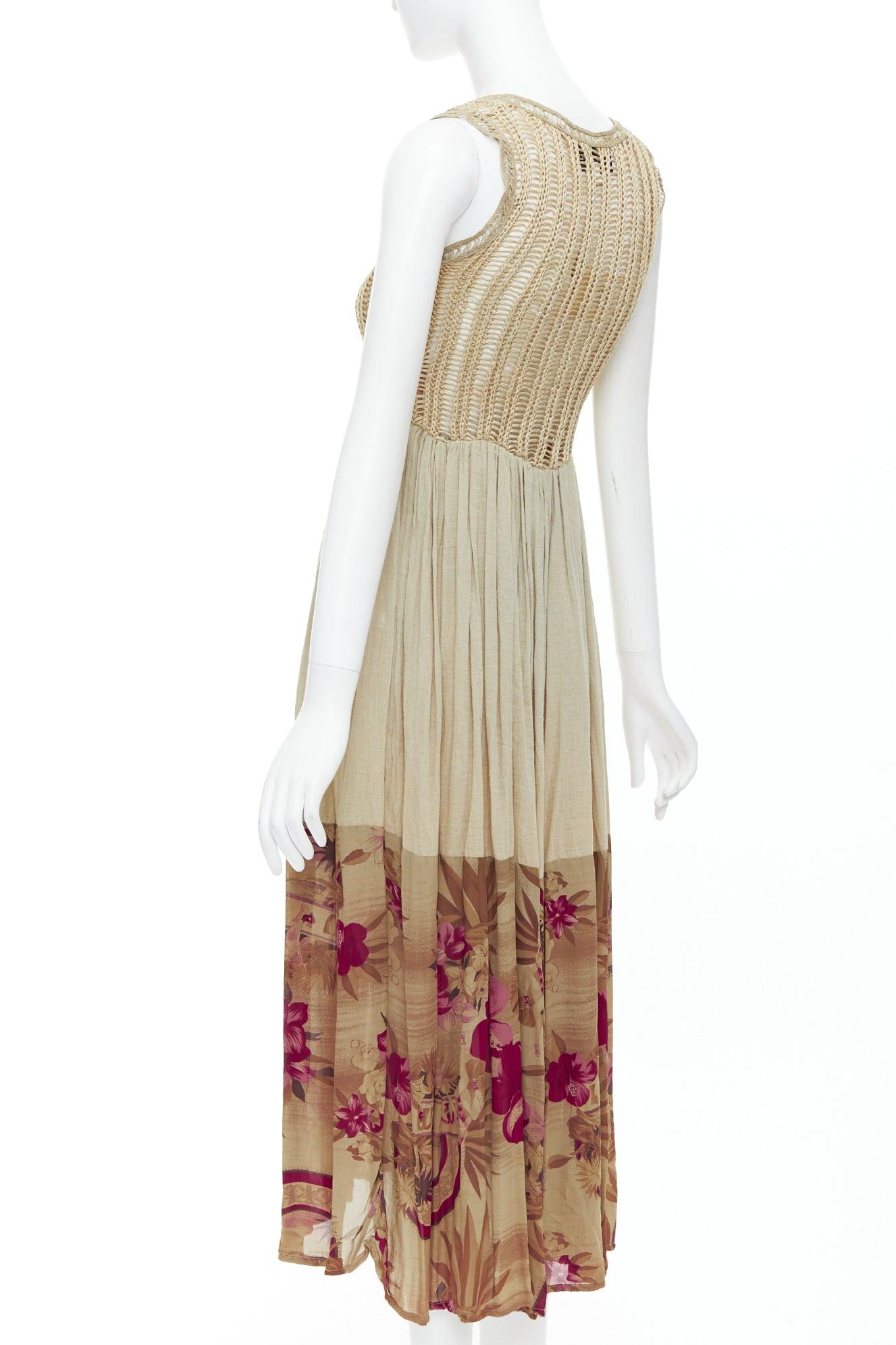 TIZIANA NIRONI LOU LES ChoSES Robe midi vintage à fleurs olives IT40 S en vente 1
