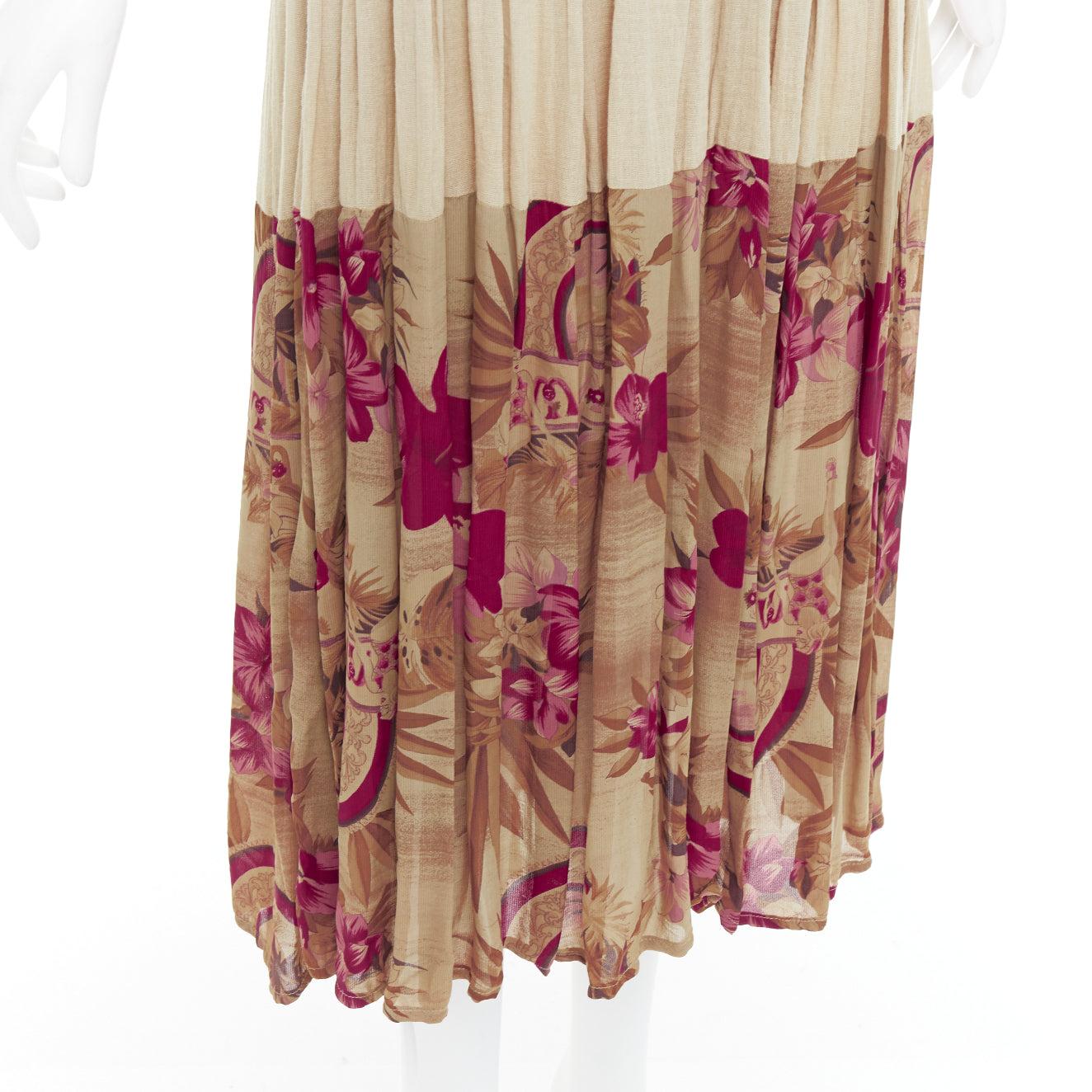 TIZIANA NIRONI LOU LES ChoSES Robe midi vintage à fleurs olives IT40 S en vente 2