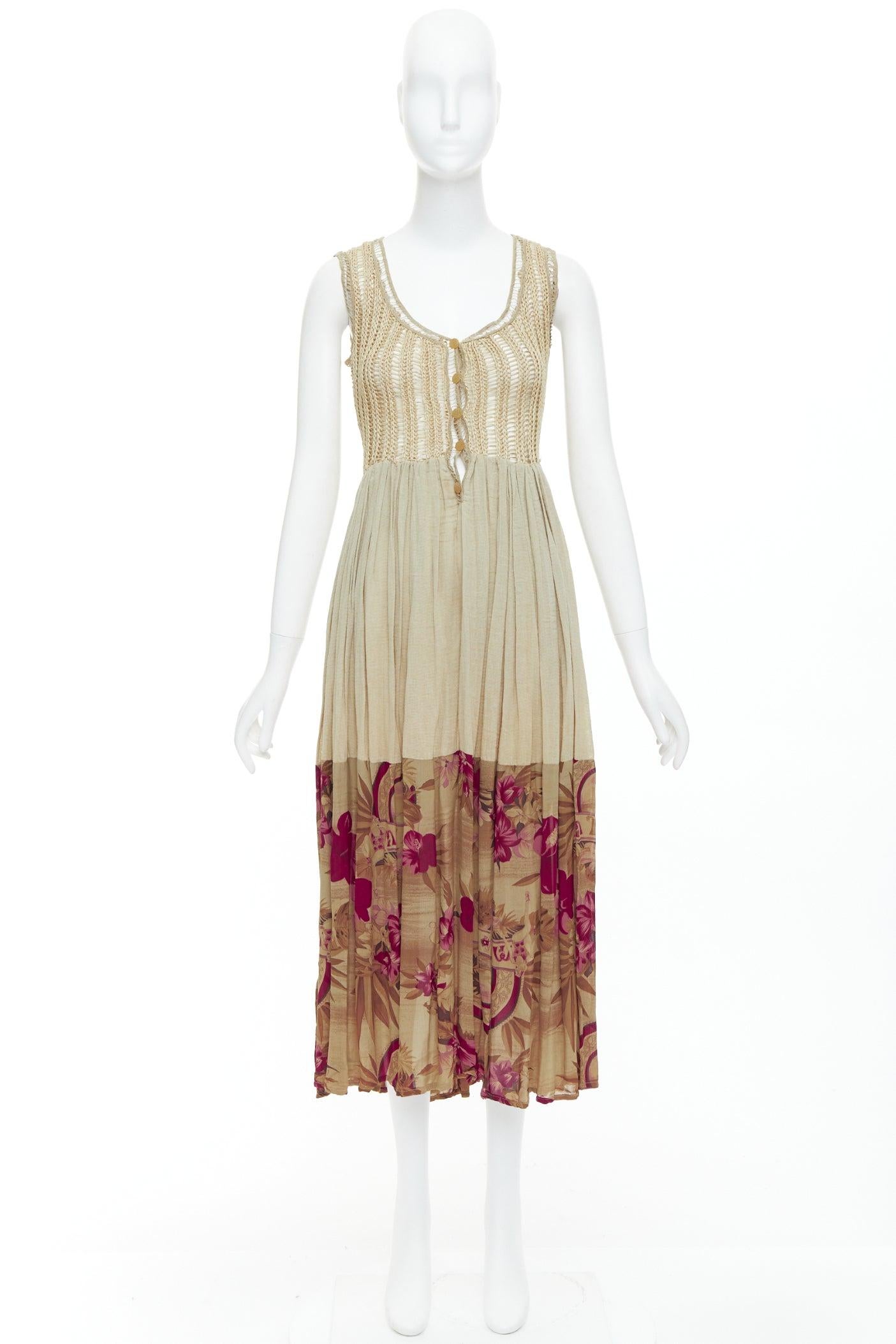 TIZIANA NIRONI LOU LES ChoSES Robe midi vintage à fleurs olives IT40 S en vente 4