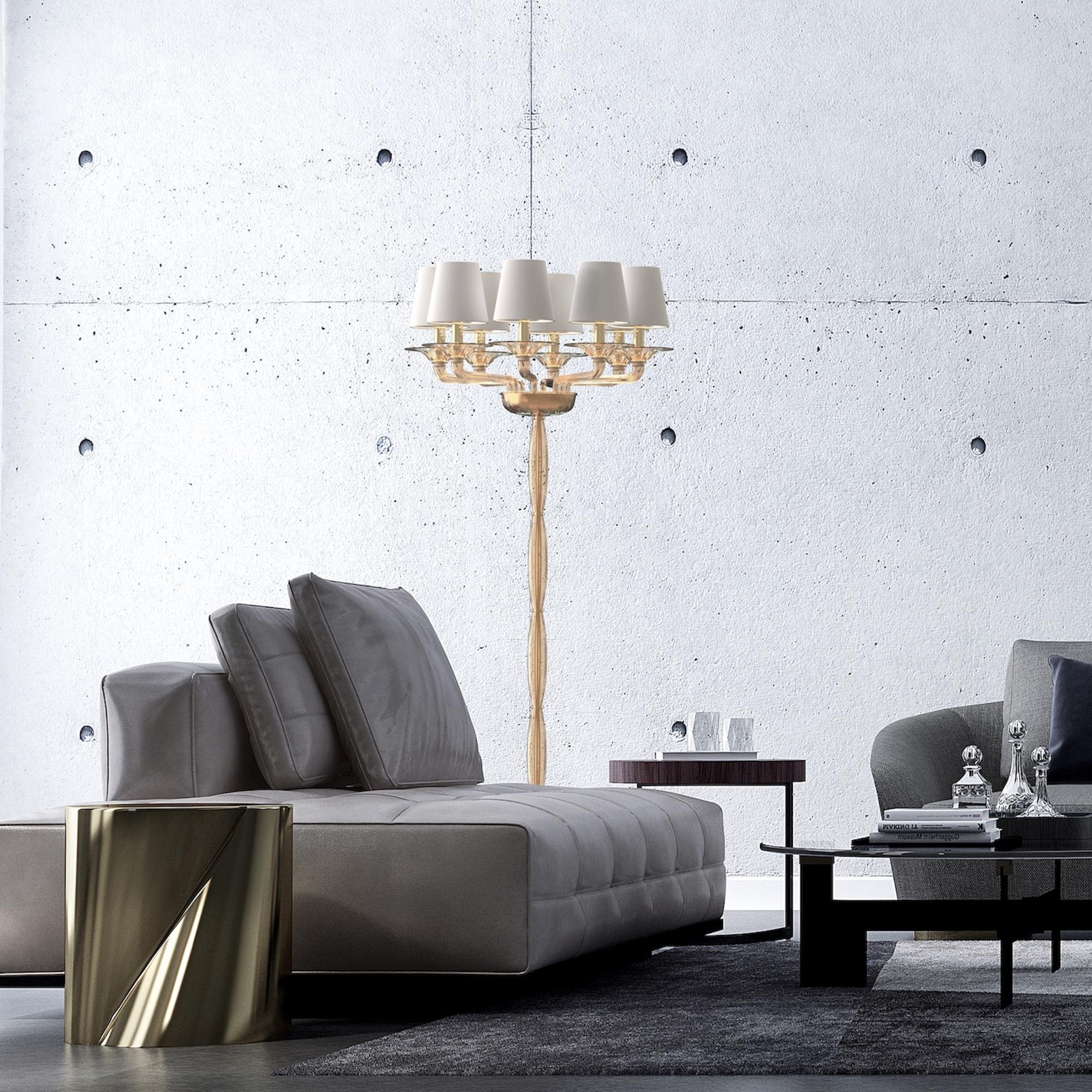 TIZIANO Lámpara de pie clásica 8 luces de cristal de Murano hecha a mano en venta 3
