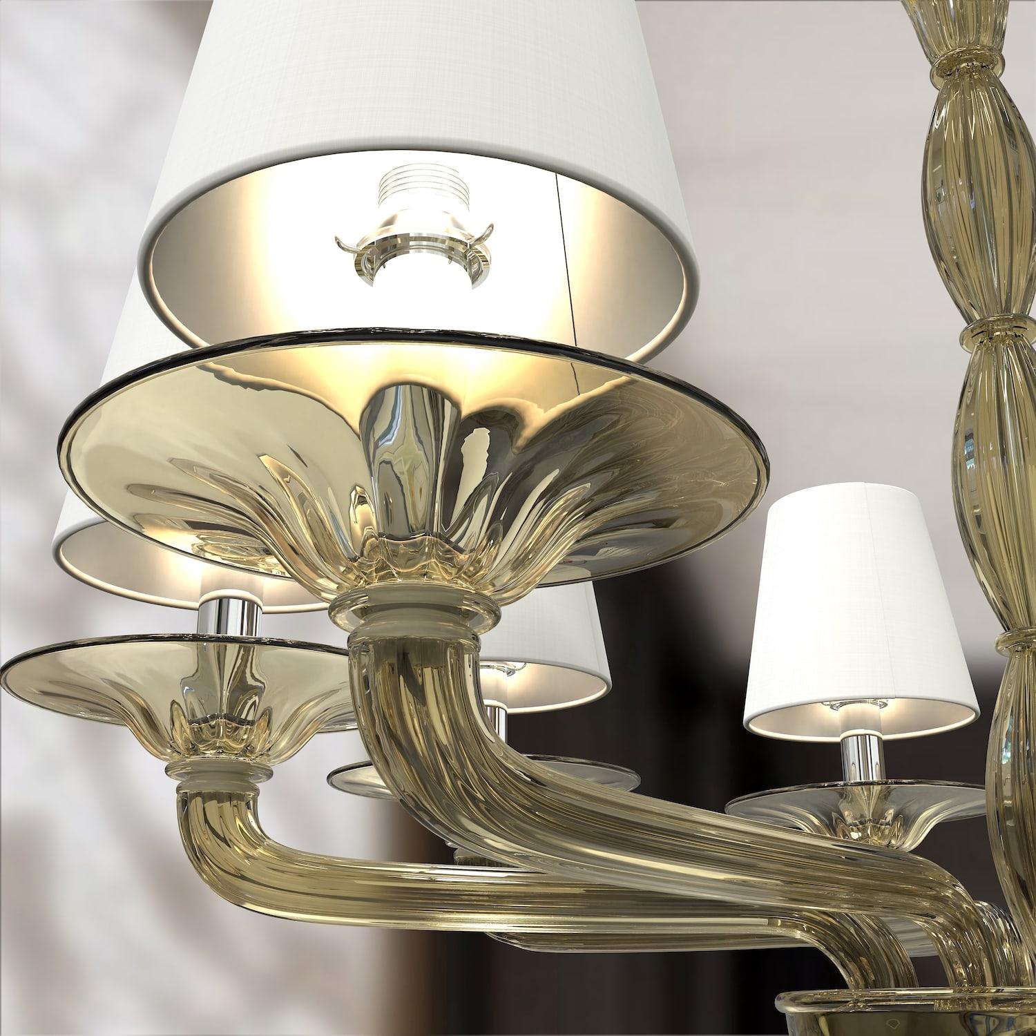 Lampadario moderno 16 luci.‎
Raffinata eleganza in un lampadario in stile Italiano.‎

Questa creazione di illuminazione è realizzata completamente a mano dai Maestri vetrai secondo antiche e segrete tradizioni tramandate di padre in figlio da