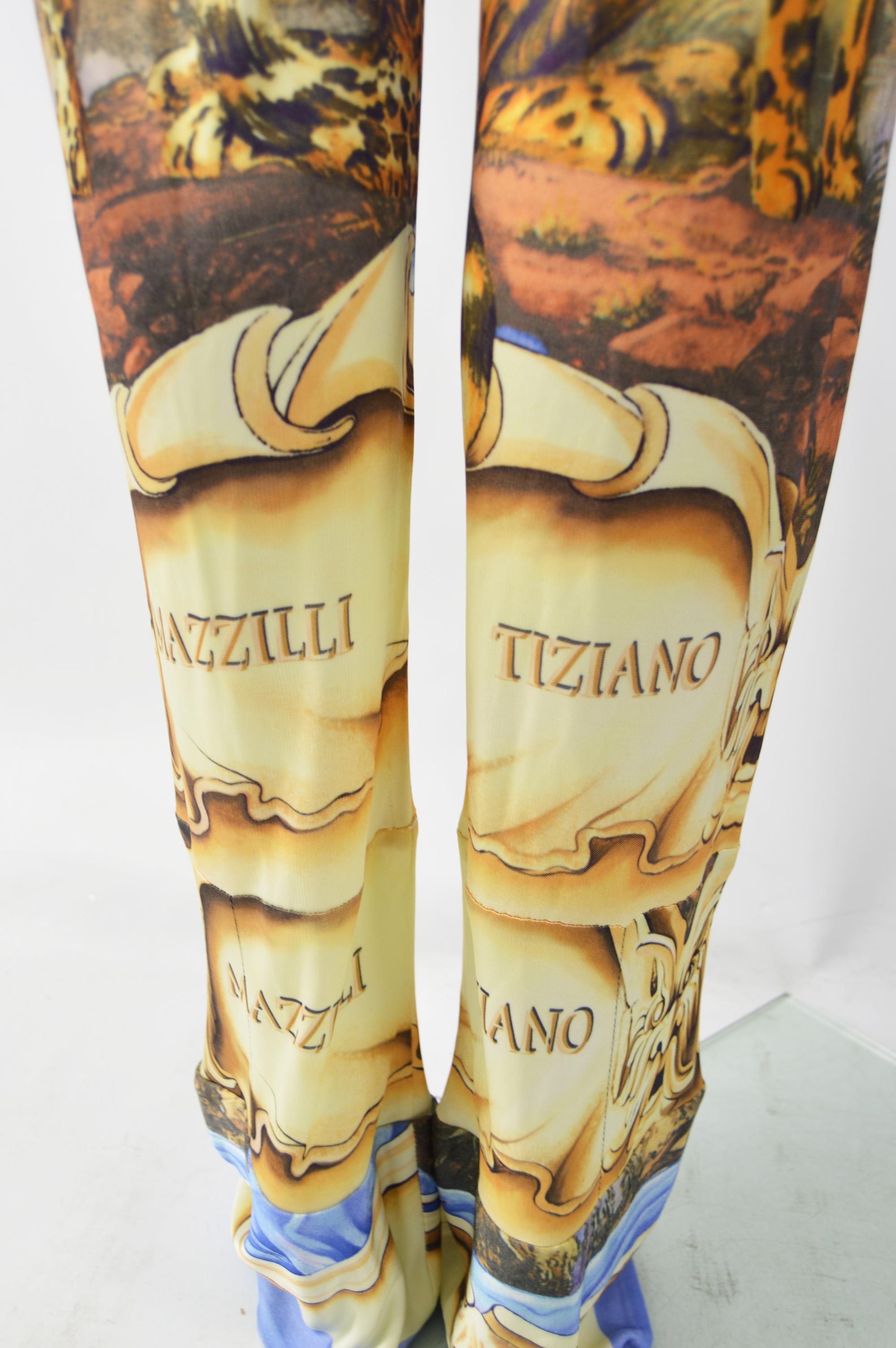 Women's Tiziano Mazzilli Silky Baroque Print Extra Long Pants - NWT