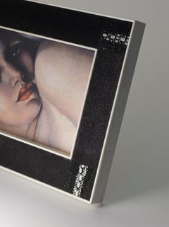 Tiziano Art Deco Style Black Shagreen and Bone Picture Frame by Giordano Viganò