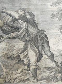 Incisione originale rinascimentale di Martino. Rota dopo l'altare perduto di Tiziano. XVIc