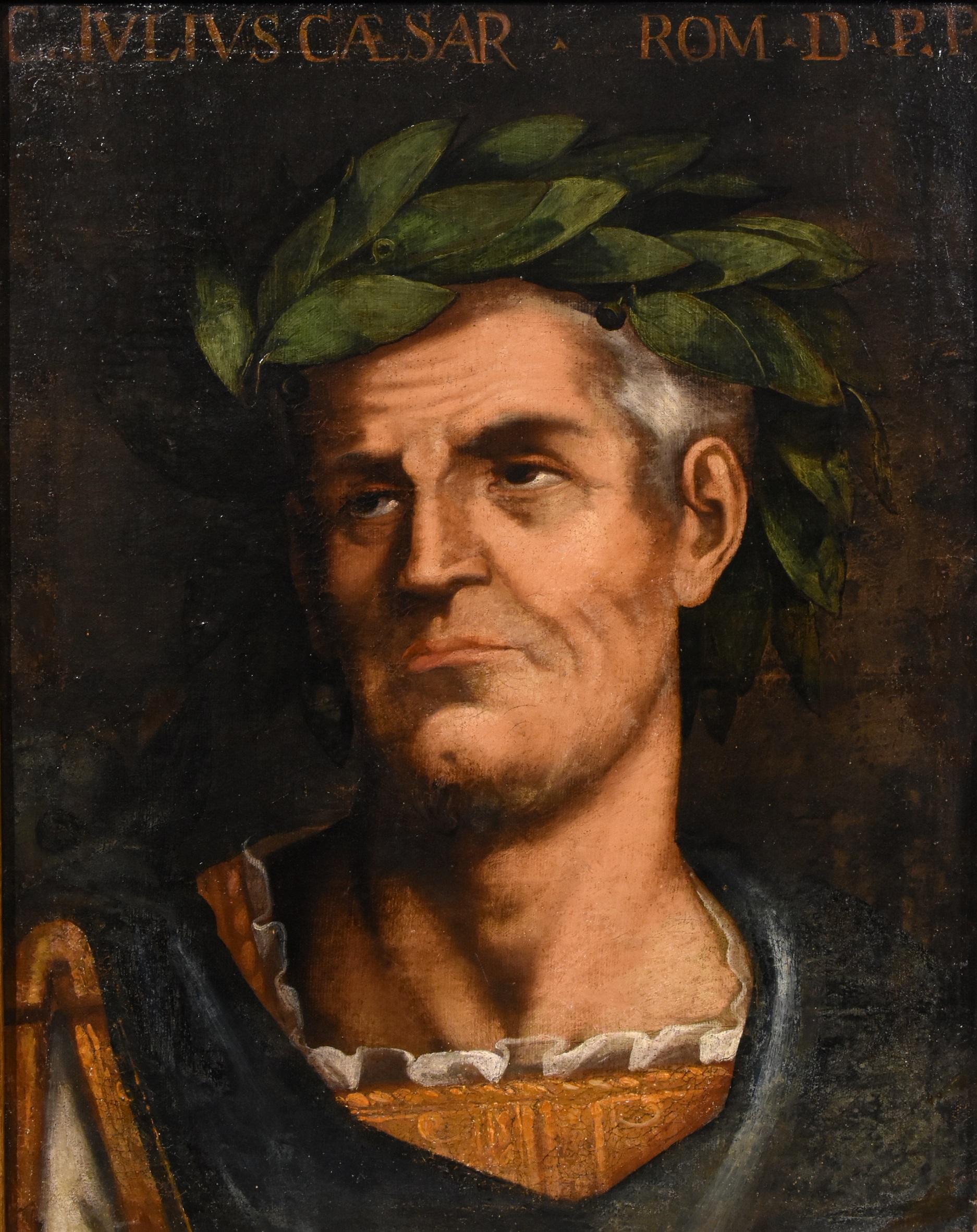 Tiziano Vecellio (Pieve di Cadore 1490 - Venedig 1576), Anhänger von
Porträt des Kaisers Julius Caesar (Rom 100 v. Chr. - 44 v. Chr.), darüber die Inschrift C. IVLIVS. CAESAR
Porträt des Kaisers Octavian Augustus (Rom 63 v. Chr. - 14 v. Chr.), oben