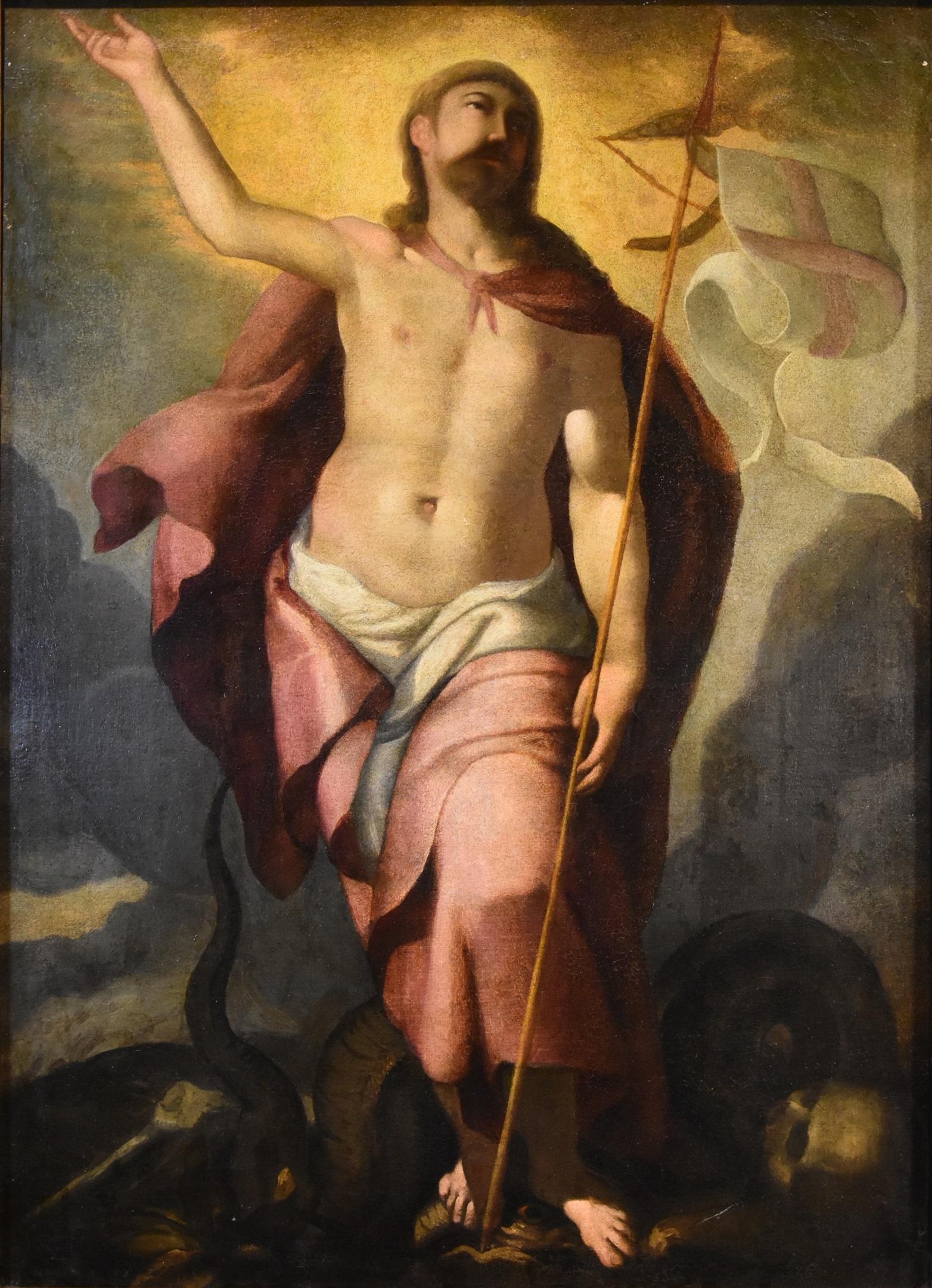 Resurrection Christus Tiziano 16/17. Jahrhundert Gemälde Öl auf Leinwand Alter Meister Italien – Painting von Tiziano Vecellio (Pieve di Cadore 1490 - Venice 1576)