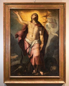 Vintage Resurrection Christ Tiziano 16/17th Century paint Oil on canvas Old master Italy