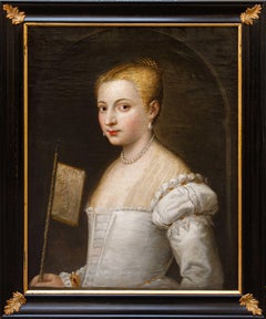 Scuola veneziana, XVIII secolo,  Ritratto di gentildonna con ventaglio