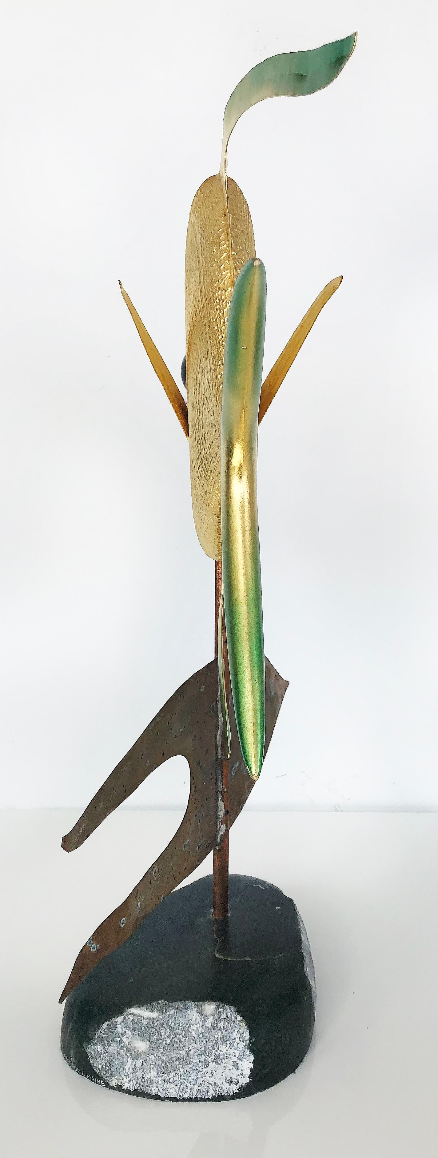 TJ McDermott 'Freeport, ME' Brass, Metal & Marble Fish Sculpture on Stand 2