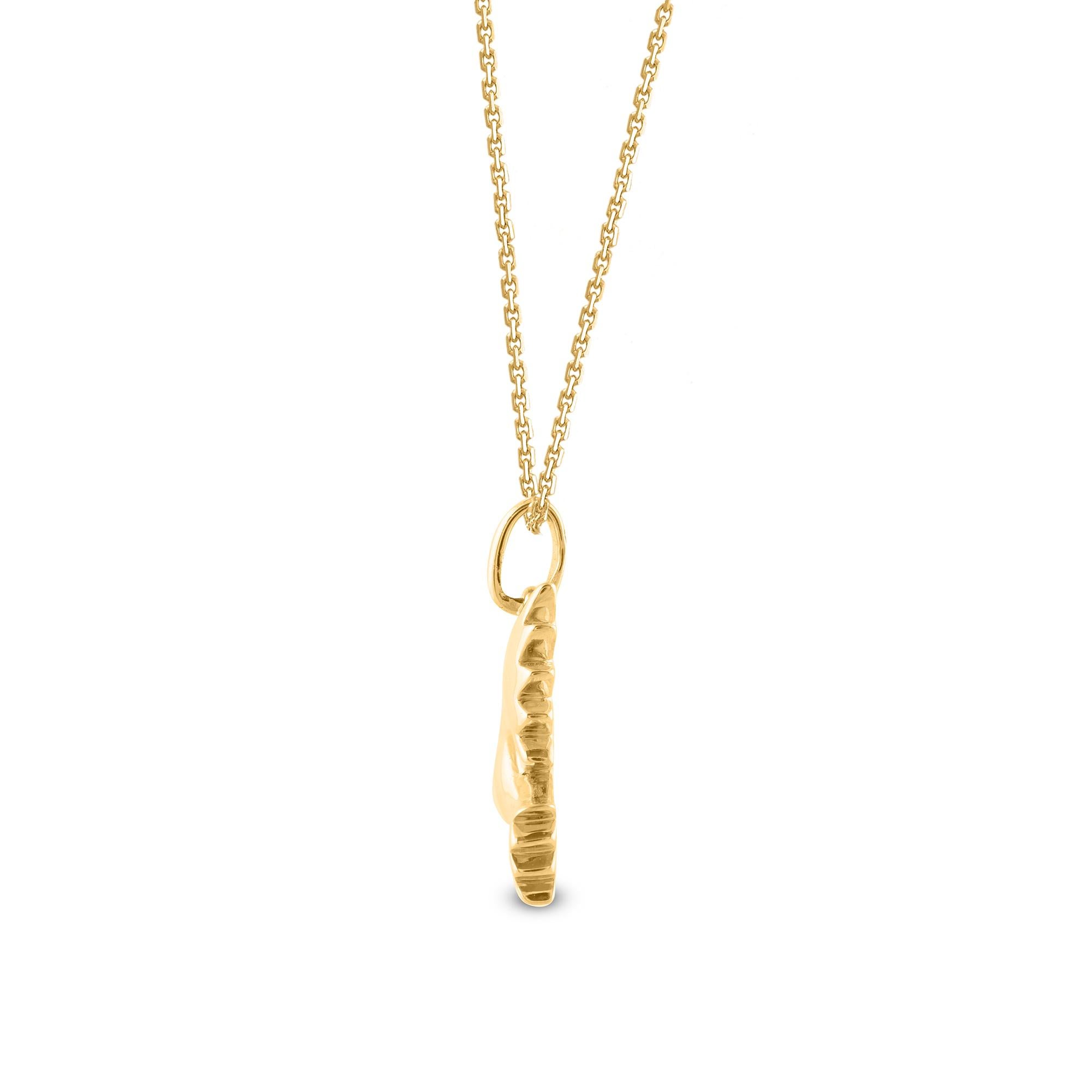 Taglio rotondo TJD 0,01 carati di diamante rotondo in oro giallo 14 Kt Ciondolo alla moda con piccione e lucchetto in vendita