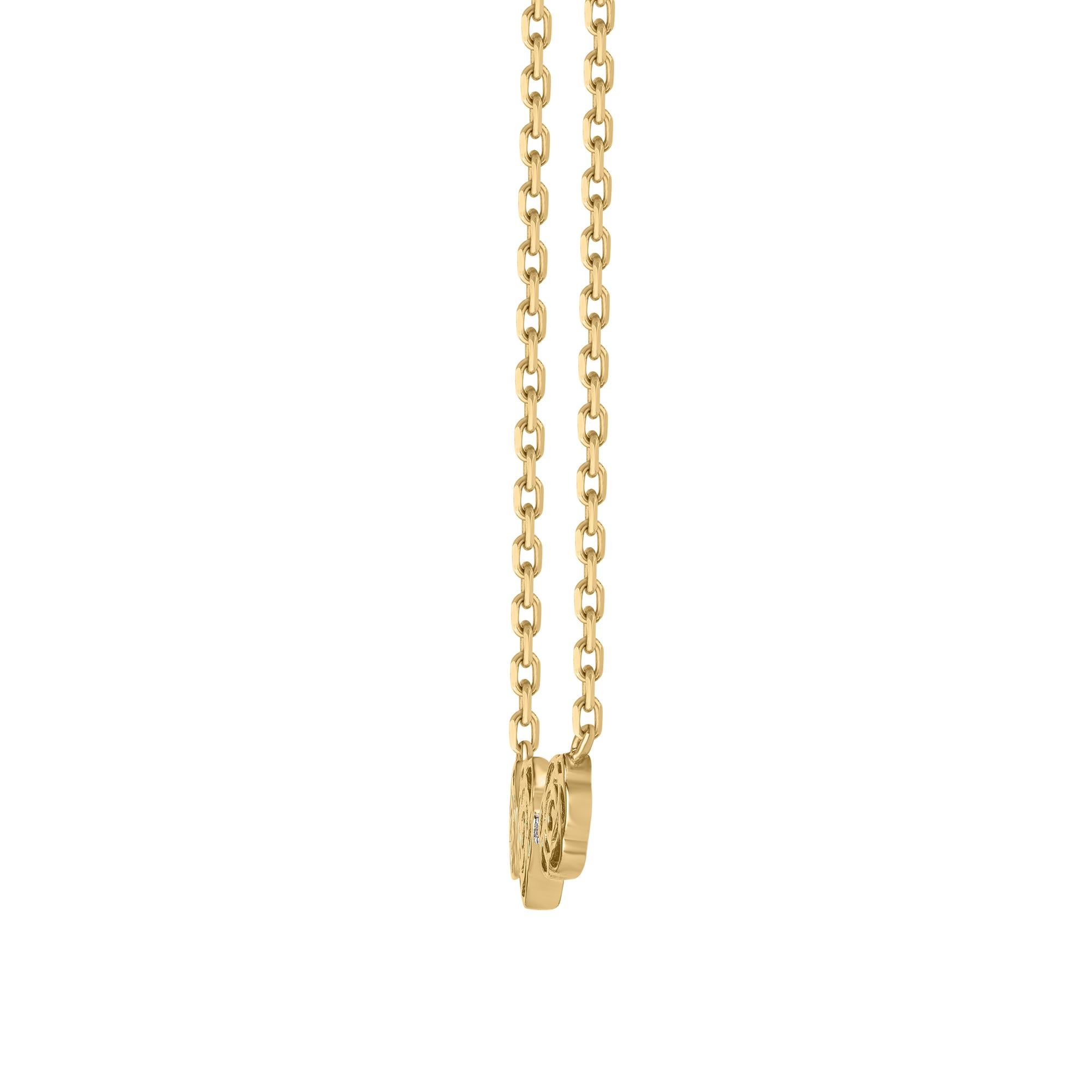 Modern TJD 0.015 Carat Diamond 18Karat Yellow Gold Fashion Necklace with 18 inch Chain For Sale