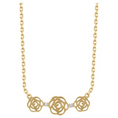 TJD 0.015 Carat Diamond 18Karat Yellow Gold Fashion Necklace with 18 inch Chain