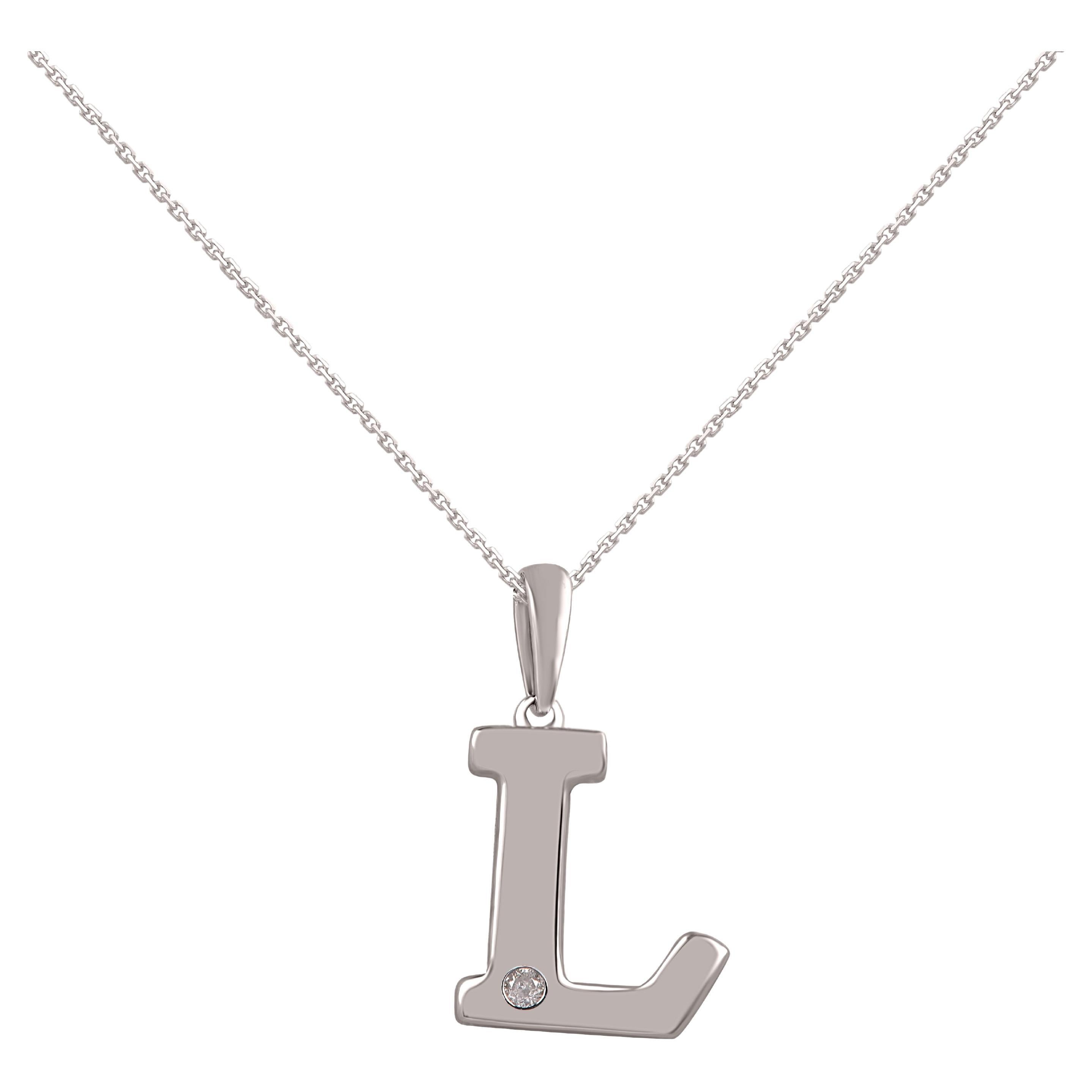 TJD 0.02 carat Brilliante diamantée 14KT or 
 L 
 Lettre initiale pendentif