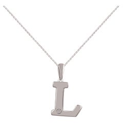 TJD 0,02 carati con diamante taglio Brilliante in oro 14KT Ciondolo con lettera I.L.A.