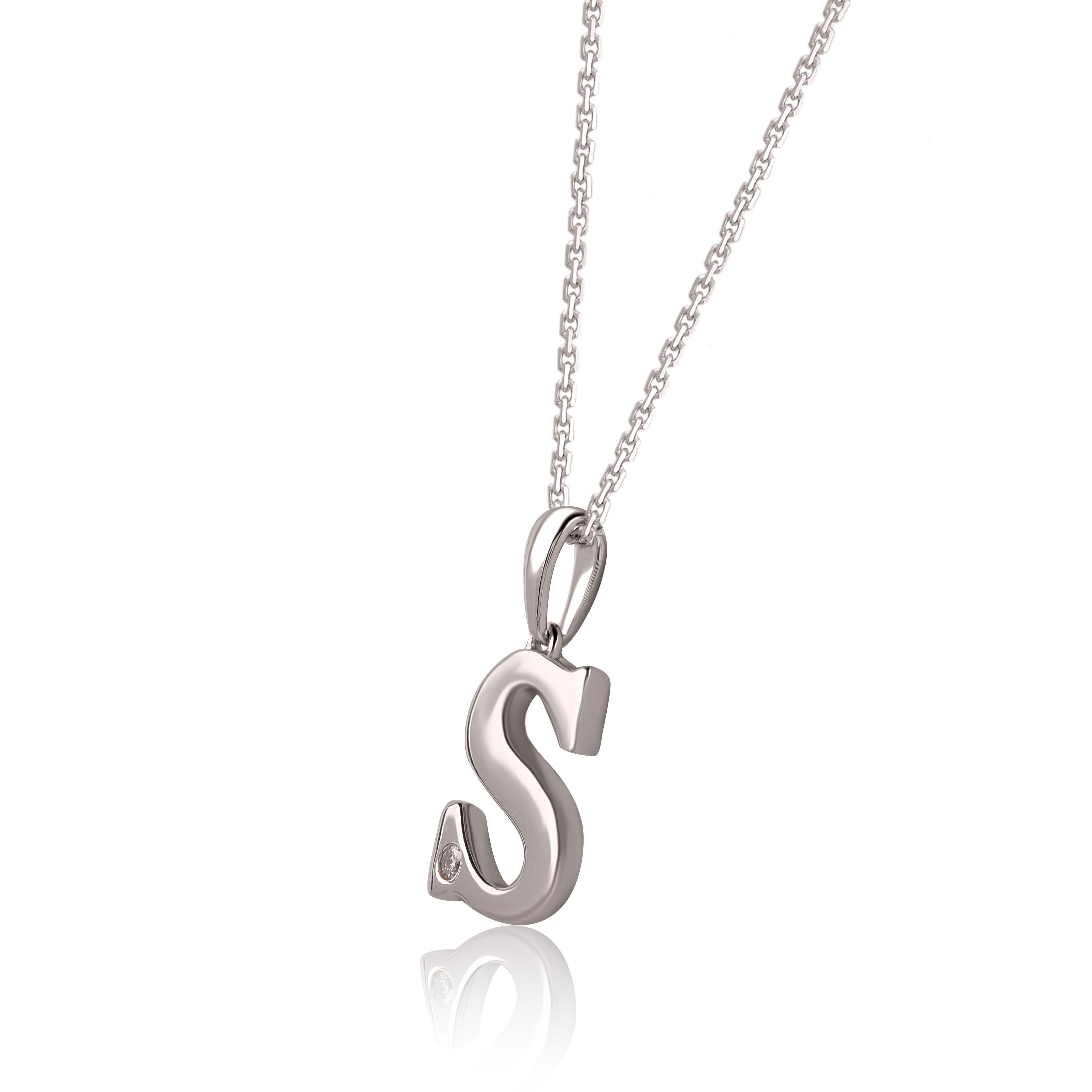 Diamond studded letter pendant is a piece of jewelry that is a favorite with everyone. Made by skillful craftsmen in 14KT white gold and Studded with 1 round shaped natural brilliant cut white diamonds in flush setting and shine in H-I Color I2
