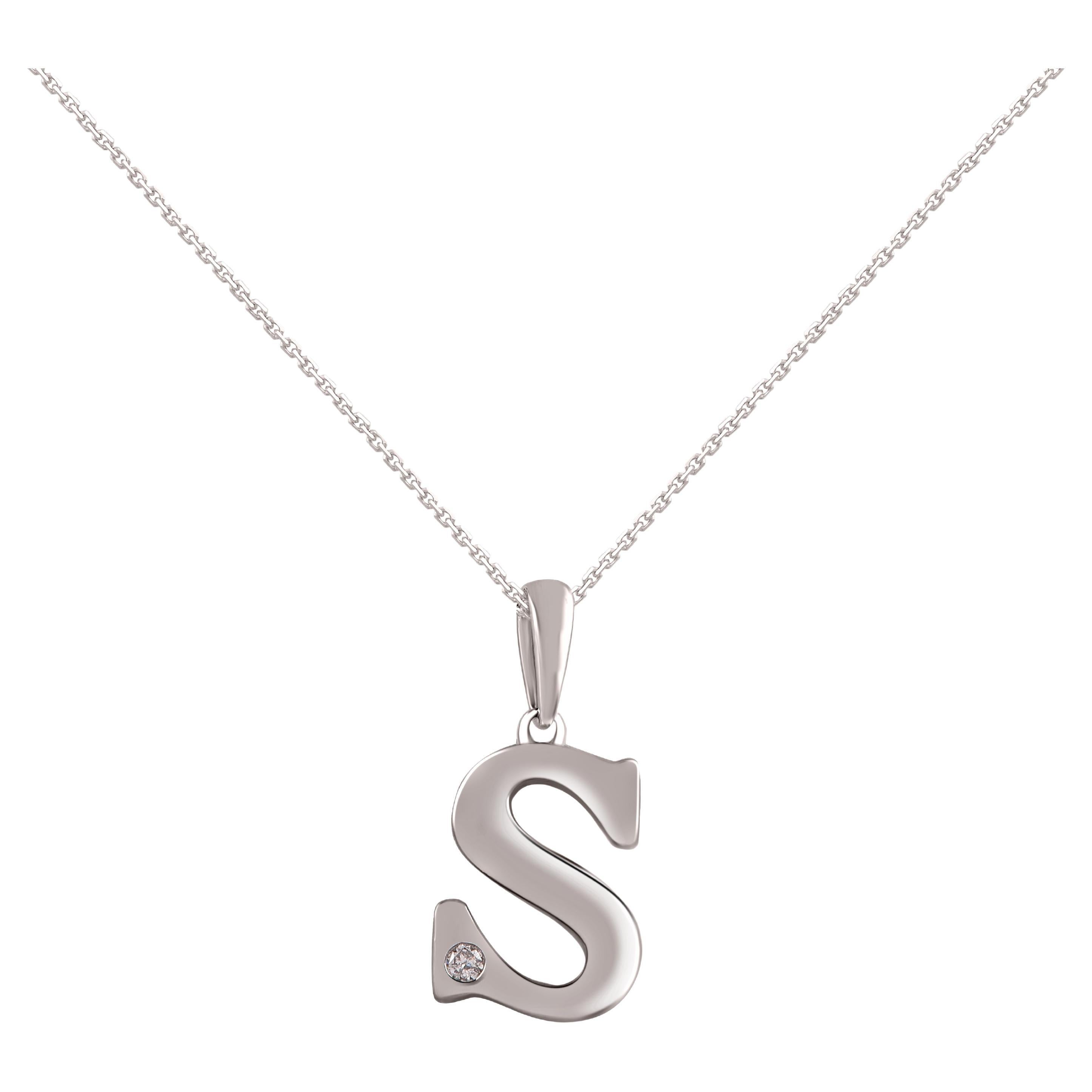 TJD 0,02 Carat Brilliante Pendentif en or 14KT 
 S 
 Lettre Initiale