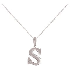 TJD 0,02 Carat Brilliante Pendentif en or 14KT 
 S 
 Lettre Initiale