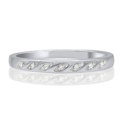 TJD 0,02 Karat natürlicher runder Diamant 14 Karat Weißgold Ehering