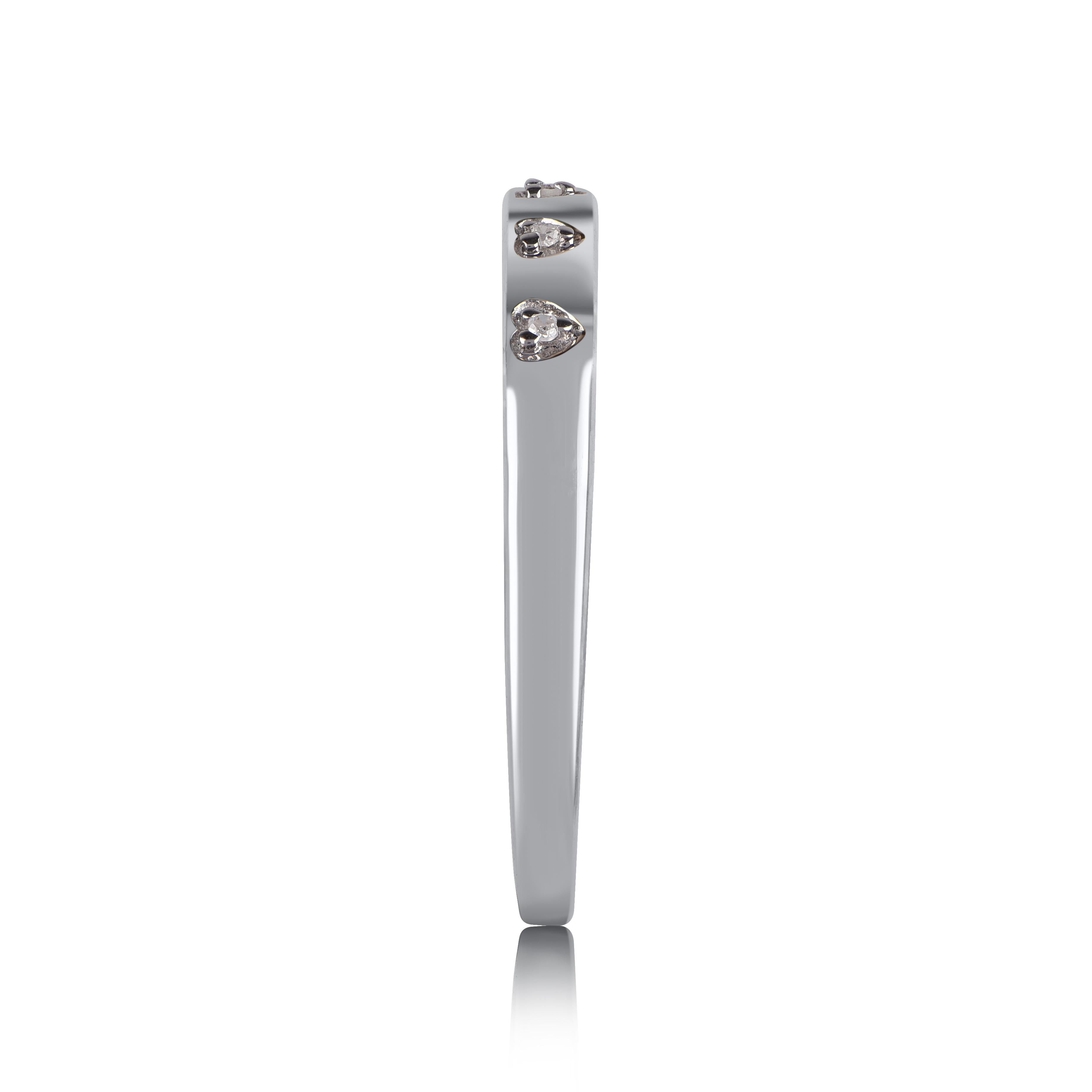 Single Cut TJD 0.02 Carat Natural Round Diamond 14 Karat White Gold Wedding Band Ring For Sale