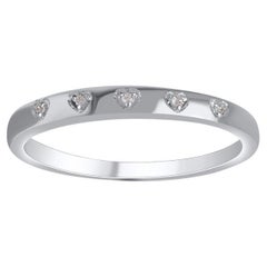 Alliance en or blanc 14 carats avec diamants ronds naturels de 0,02 carat TJD