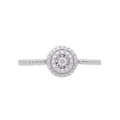 TJD 0.025 Carat Natural Round Diamond 14 Karat White Gold Engagement Ring