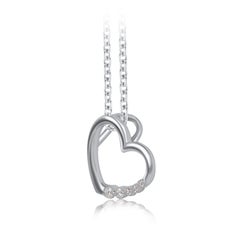 TJD 0.03 Carat Natural White Diamond 14KT Gold Five Stone Tilted Heart Pendant
