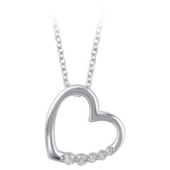 TJD 0.03 Carat Natural White Diamond 14KT Gold Five Stone Tilted Heart Pendant TJD 0.03 Carat Natural White Diamond 14KT Gold Five Stone Tilted Heart Pendant
