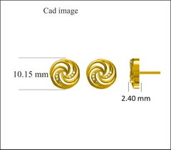TJD 0,03 Karat runder Diamant 14 Karat Gelbgold Designer Spiral-Ohrstecker
