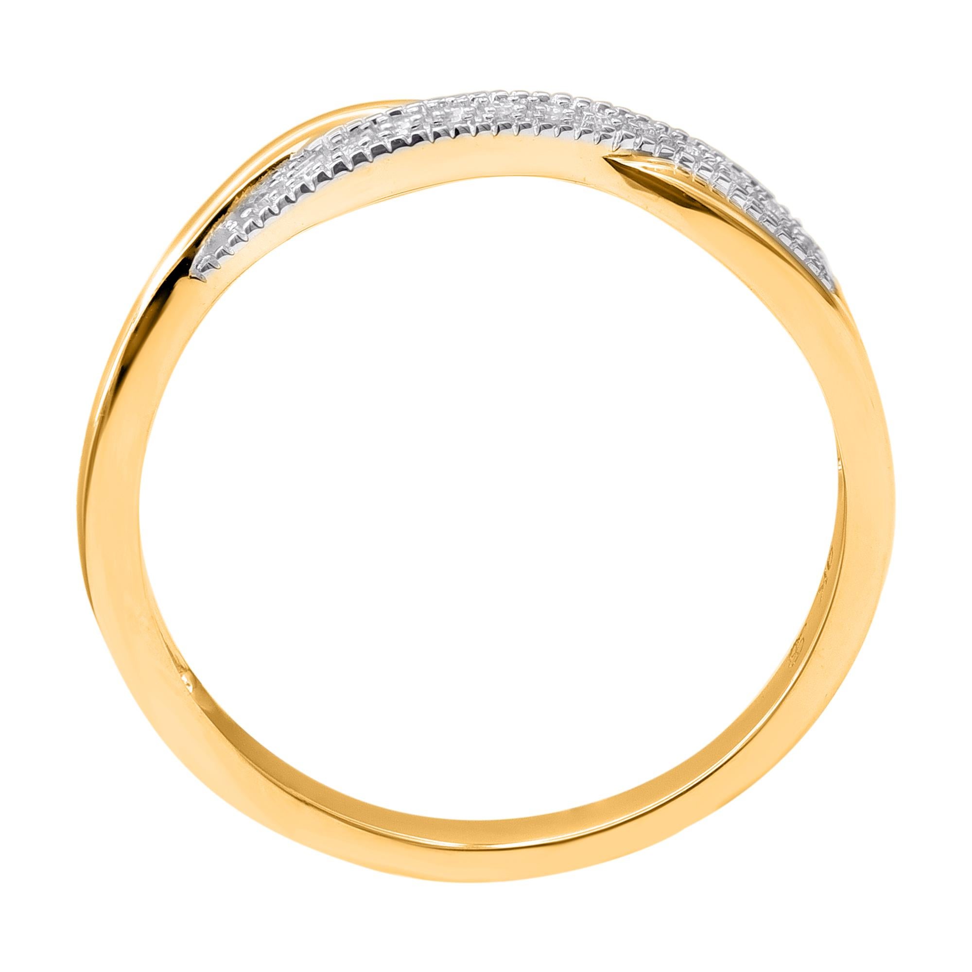 Art Deco TJD 0.040 Carat Natural Round Diamond 14KT Yellow Gold Wedding Band Ring For Sale
