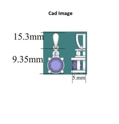 TJD 0.05 Carat Diamond and 6MM Round Tanzanite 14 Karat White Gold Halo Pendant