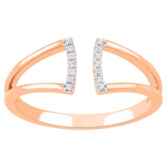 TJD 0.05 Carat Natural Diamond 14 Karat Rose Gold Parallel Bar Ring