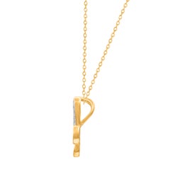 TJD 0.05 Carat Natural Diamond Tilted Butterfly Pendant Necklace in Yellow Gold