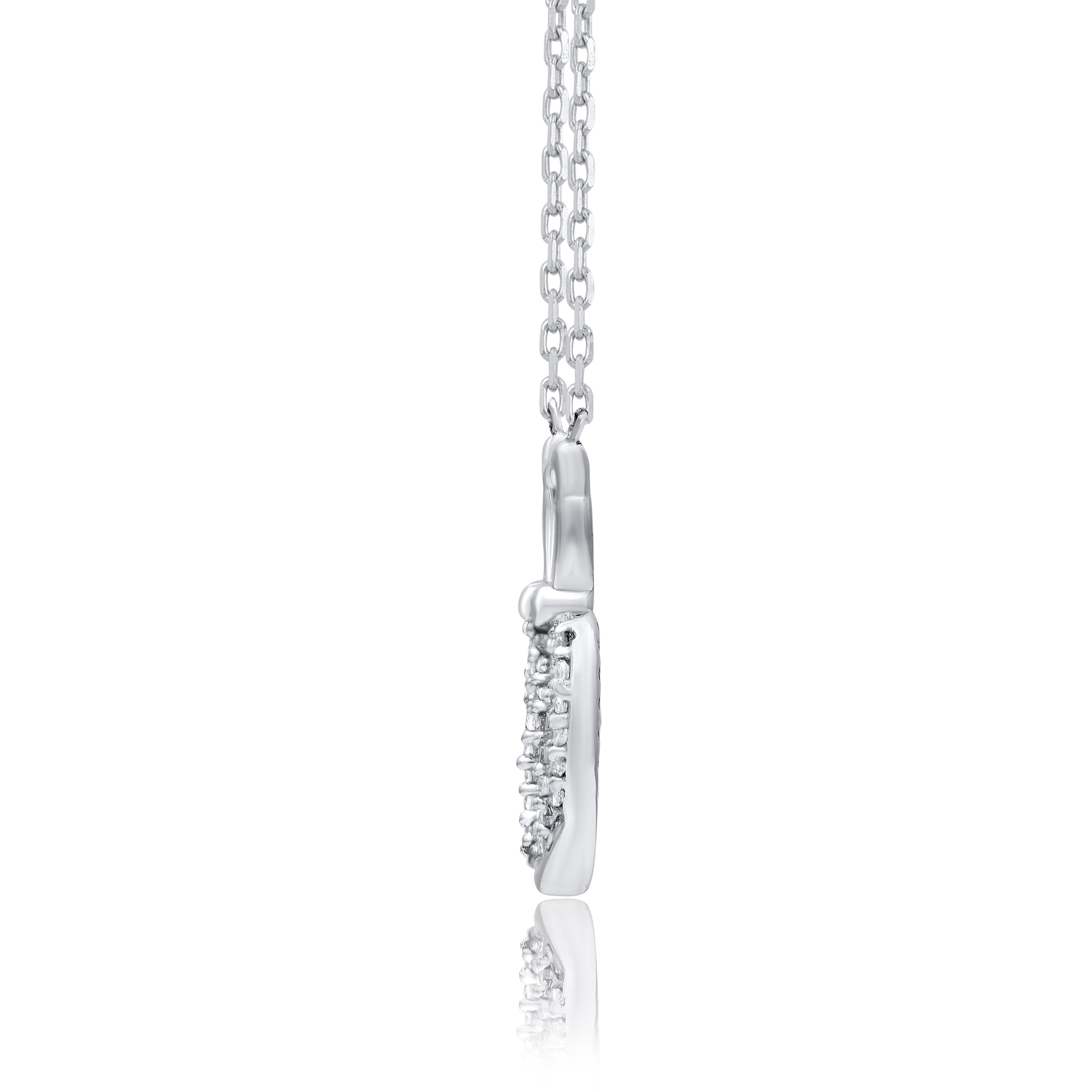 Moderno TJD 0,05 carati di diamante naturale taglio rotondo in oro bianco 14 carati Ciondolo gatto in vendita