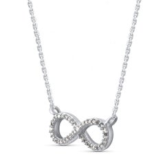 TJD 0.05 Carat Natural Round Diamond 14 Karat White Gold Infinity Necklace