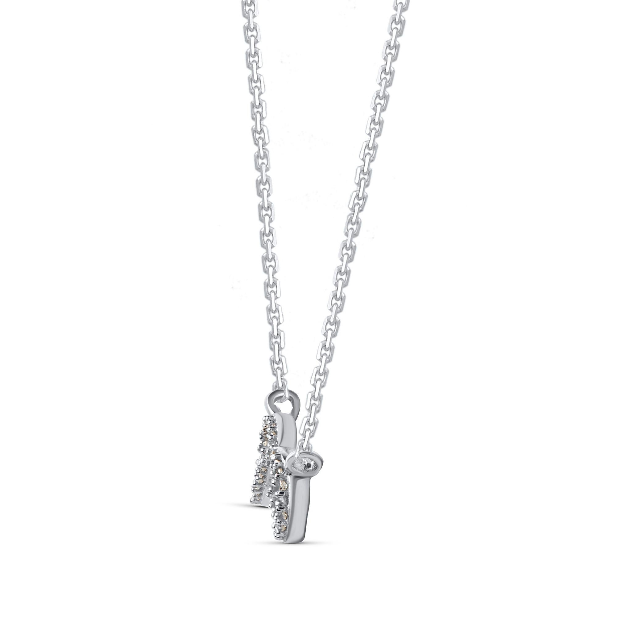 TJD 0,05 Karat natürlicher runder Diamant 14 Karat Weißgold Unendlichkeits-Halskette (Moderne) im Angebot