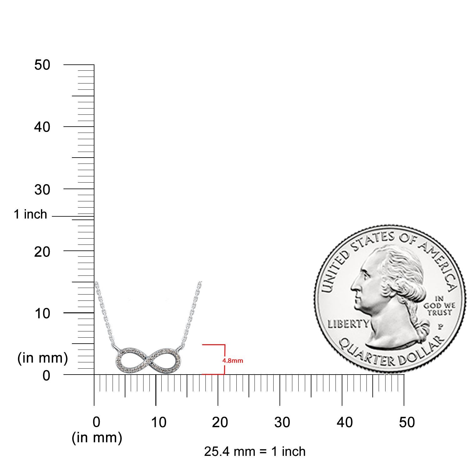 TJD 0,05 Karat natürlicher runder Diamant 14 Karat Weißgold Unendlichkeits-Halskette im Zustand „Neu“ im Angebot in New York, NY