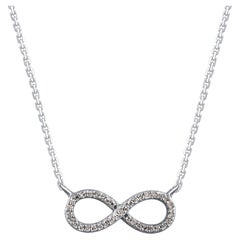 Collier Infinity en or blanc 14 carats avec diamants ronds naturels de 0,05 carat TJD