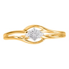 Bague de fiançailles en or jaune 14 carats avec diamant rond naturel de 0,05 carat TJD